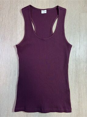 Wilfred Free Gorgeous Ribbed Racerback Chic Minimalist Tank Top Deep Purple